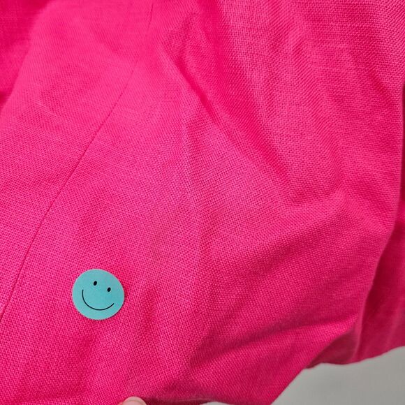 Talbots Womens 100% Linen Blazer Jacket Pink 3/4 Sleeves Open Front Barbiecore - Picture 10 of 13